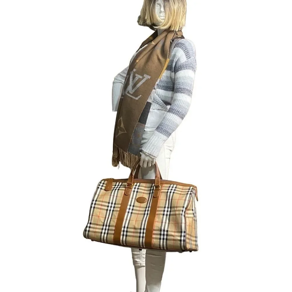 BURBERRY NOVA CHECK Canvas Leather Travel Bag 🧳 50cm
